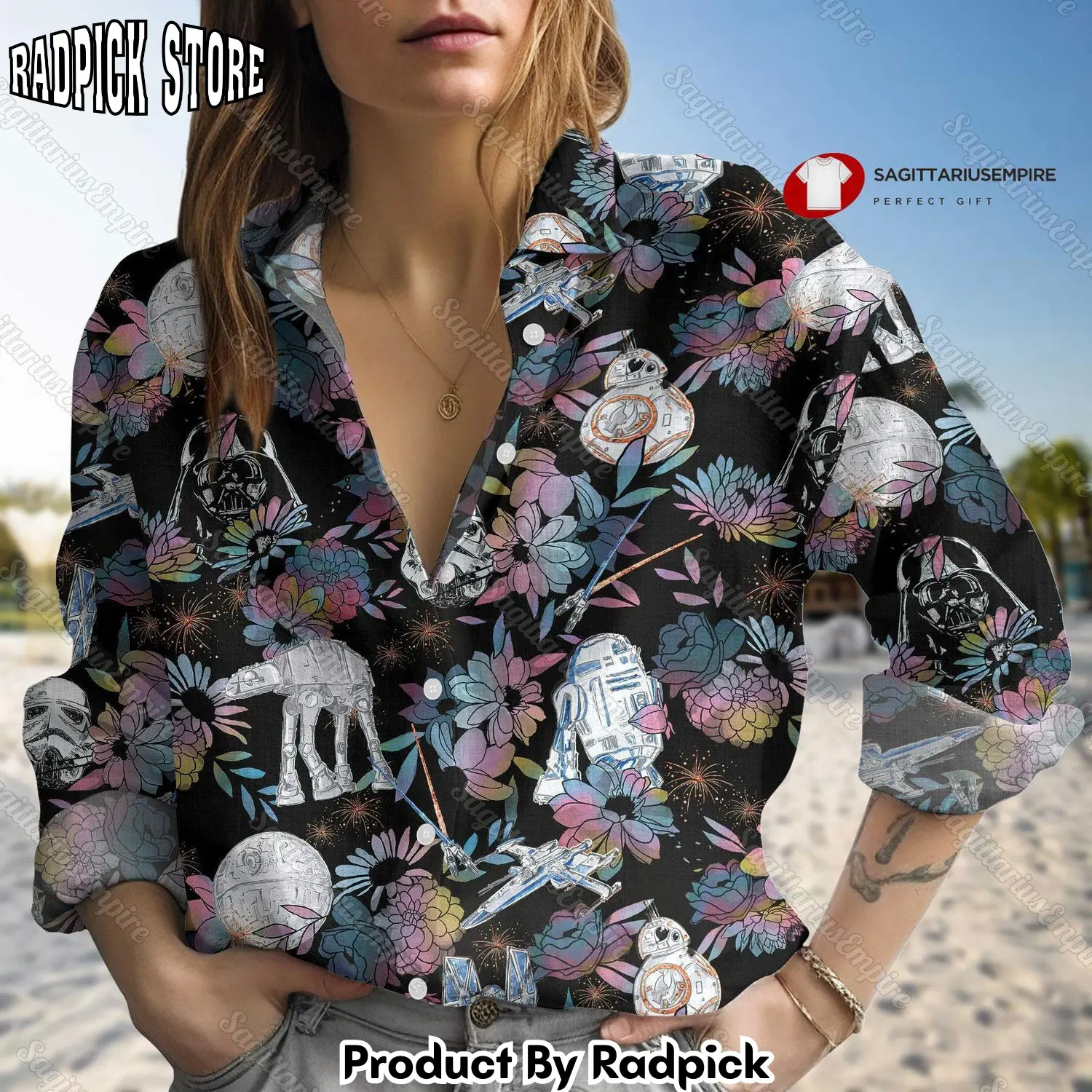 Radpick star wars floral linen shirt star wars long sleeve shirt star wars casual shirt star wars shirt disney movie linen button sh rp662140